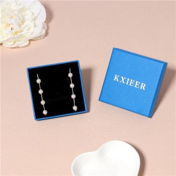 3 Piece Pearl Jewelry Set for Women Dainty 14K Plated Necklace Earrings Bracelet - Picture 6 of 7